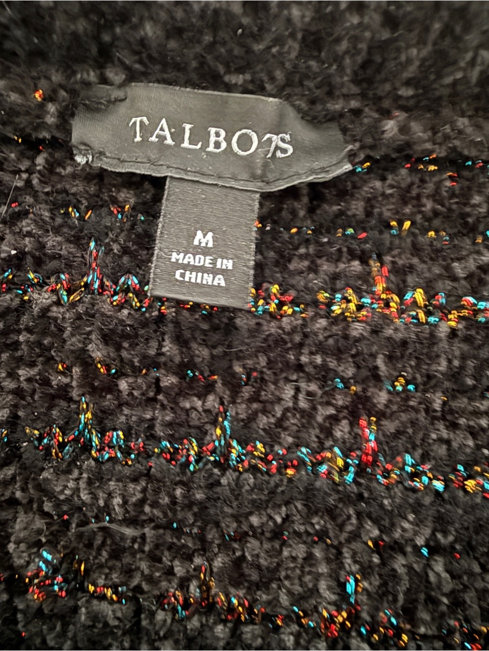 Talbots Black Metallic Tweed Braided Trim Cardigan ✨ French Girl Quiet Luxury M - Picture 2 of 8